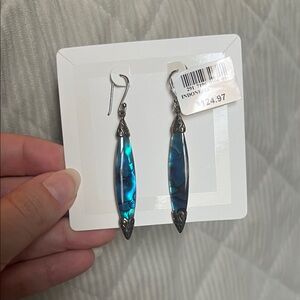 Elegant Blue Silver Dangle Earrings